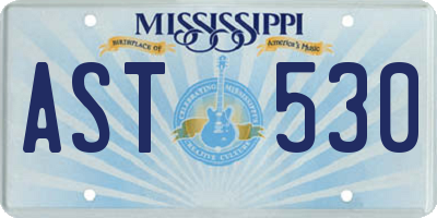MS license plate AST530