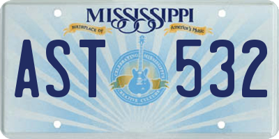 MS license plate AST532