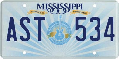 MS license plate AST534