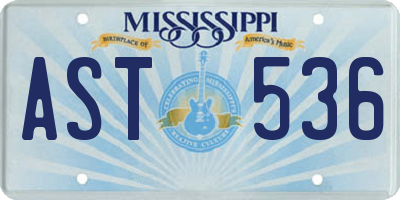 MS license plate AST536