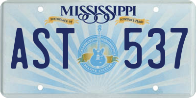 MS license plate AST537
