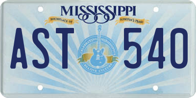 MS license plate AST540