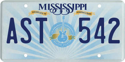 MS license plate AST542