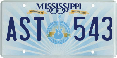 MS license plate AST543