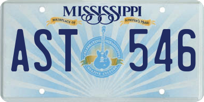 MS license plate AST546
