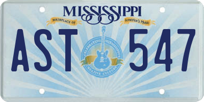 MS license plate AST547