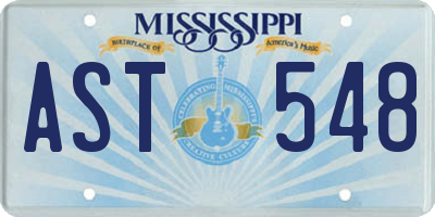 MS license plate AST548