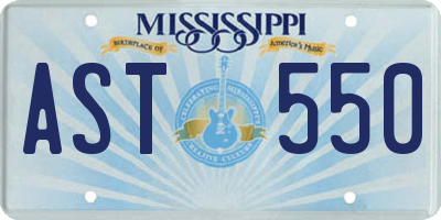 MS license plate AST550