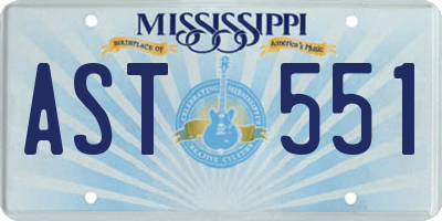 MS license plate AST551