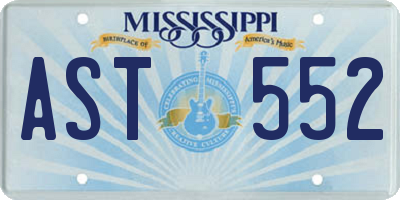 MS license plate AST552