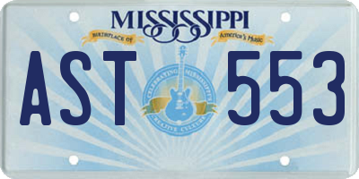MS license plate AST553