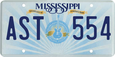 MS license plate AST554