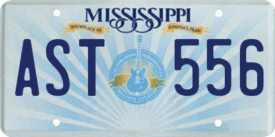 MS license plate AST556