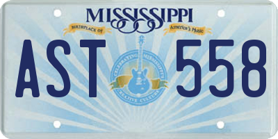 MS license plate AST558