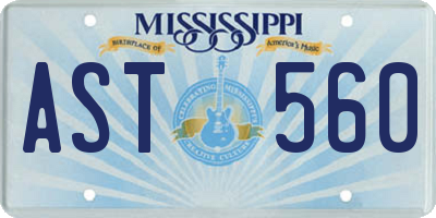 MS license plate AST560