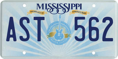 MS license plate AST562