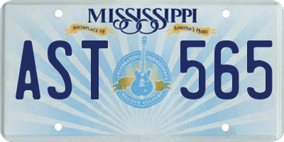 MS license plate AST565