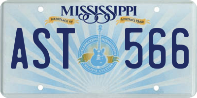 MS license plate AST566