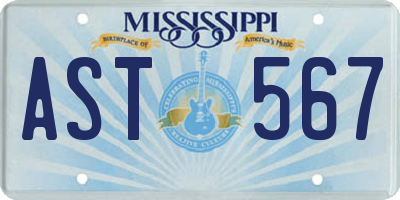 MS license plate AST567
