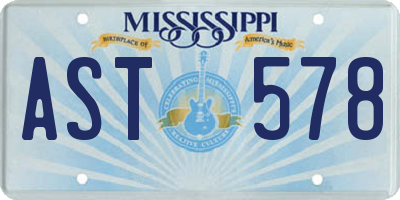 MS license plate AST578