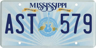 MS license plate AST579