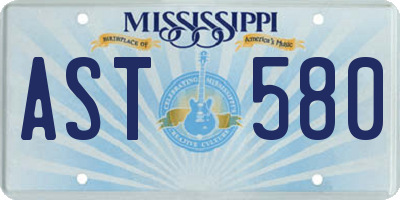 MS license plate AST580