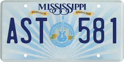 MS license plate AST581