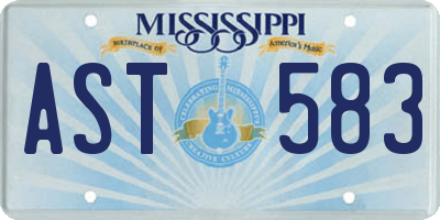 MS license plate AST583