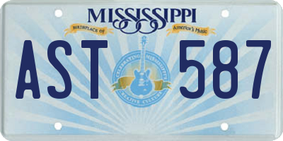 MS license plate AST587