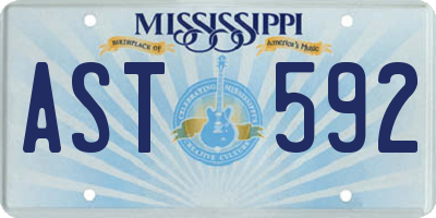 MS license plate AST592