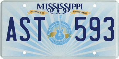 MS license plate AST593