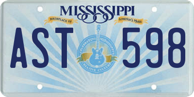 MS license plate AST598