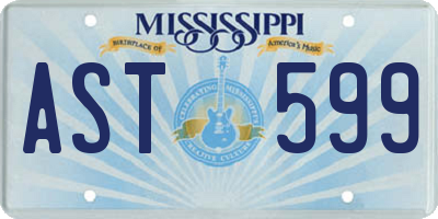 MS license plate AST599