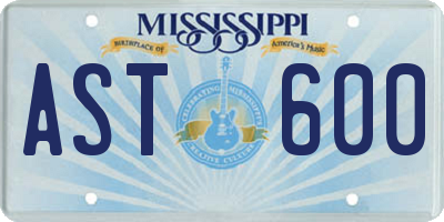 MS license plate AST600