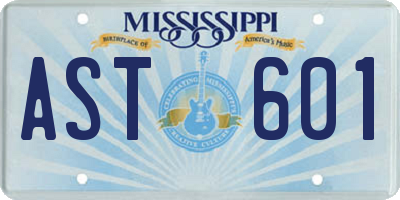 MS license plate AST601