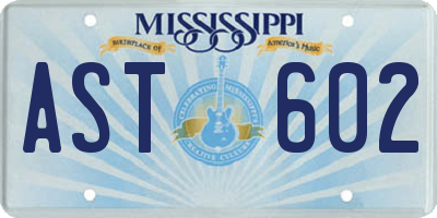MS license plate AST602