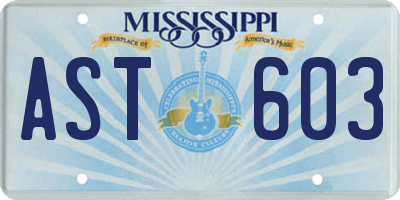 MS license plate AST603
