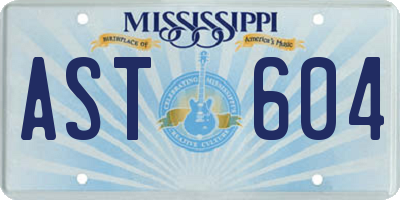 MS license plate AST604