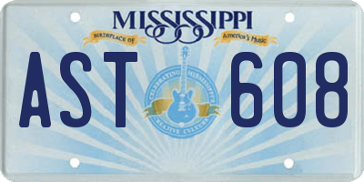 MS license plate AST608