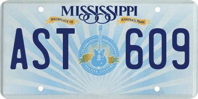 MS license plate AST609
