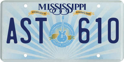 MS license plate AST610