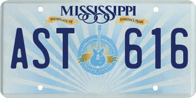 MS license plate AST616