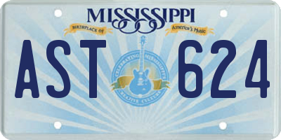 MS license plate AST624