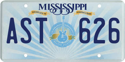 MS license plate AST626