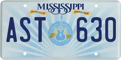 MS license plate AST630