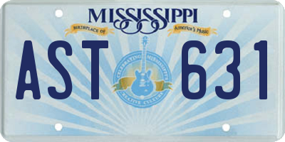MS license plate AST631