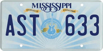MS license plate AST633