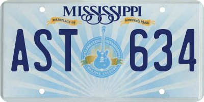 MS license plate AST634