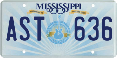 MS license plate AST636