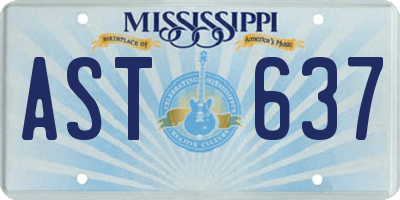 MS license plate AST637